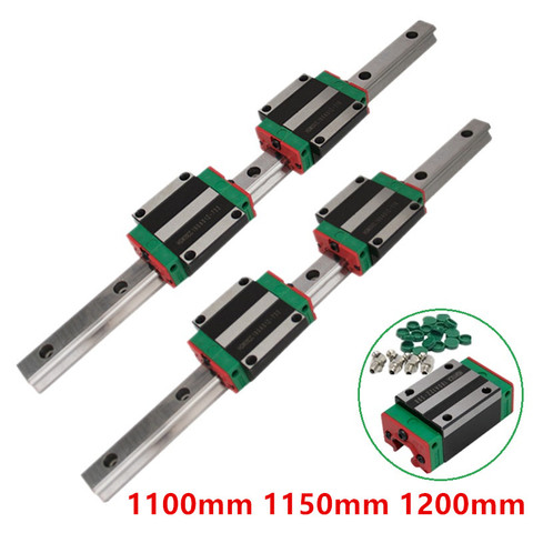 Carril de guía lineal cuadrado HGR20, 1100mm, 1150mm, 1200mm + 4 vagones de bloque deslizante, HGH20CA/flang HGW20CC, juego de grabado CNC, 2 uds. ► Foto 1/6