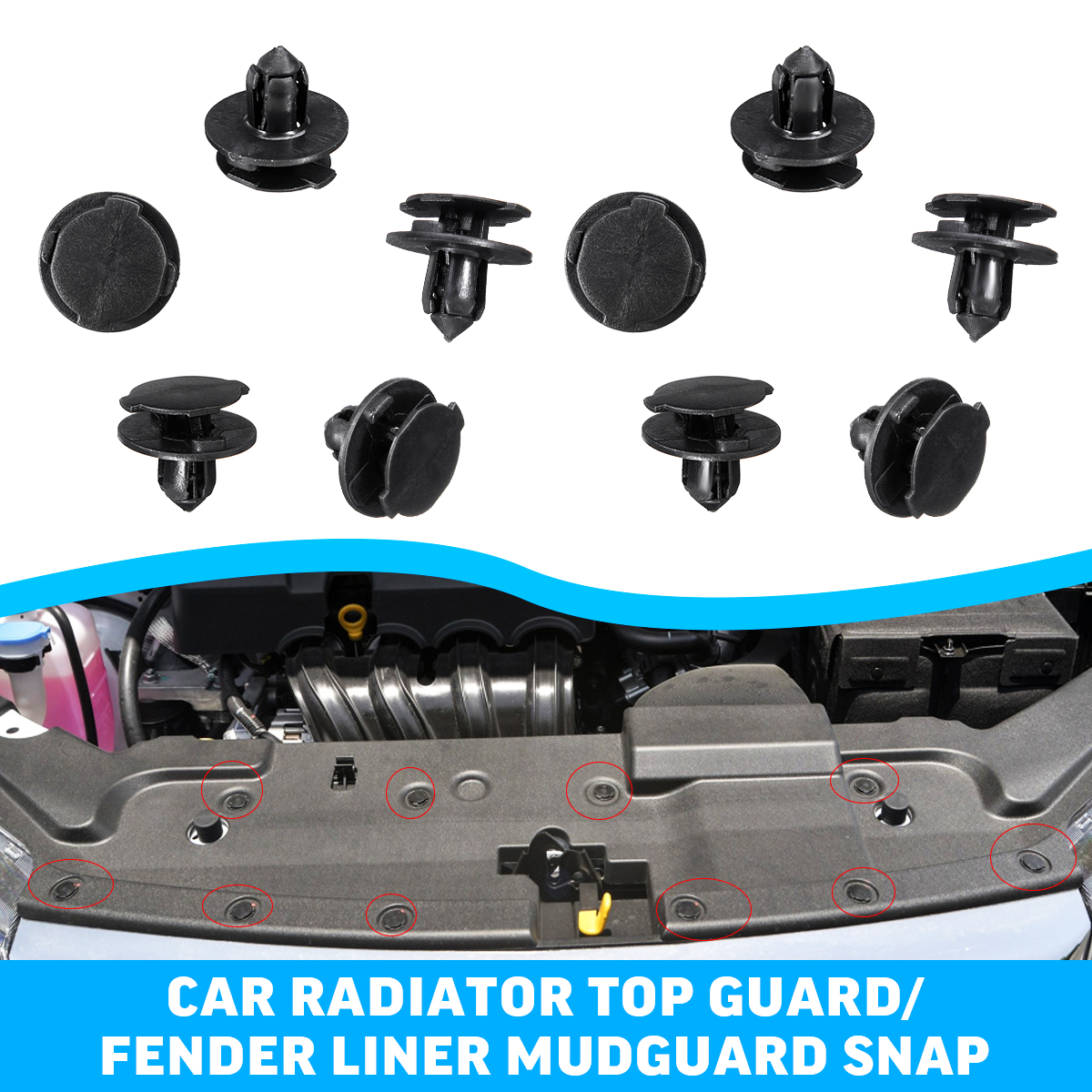 Cubierta de protección superior del radiador delantero B182, Clip de presión para guardabarros, para Geely Atlas, Boyue, NL3, Proton X70, Emgrand X7, Sport, EC8, E8, GT, 10 Uds. ► Foto 1/6