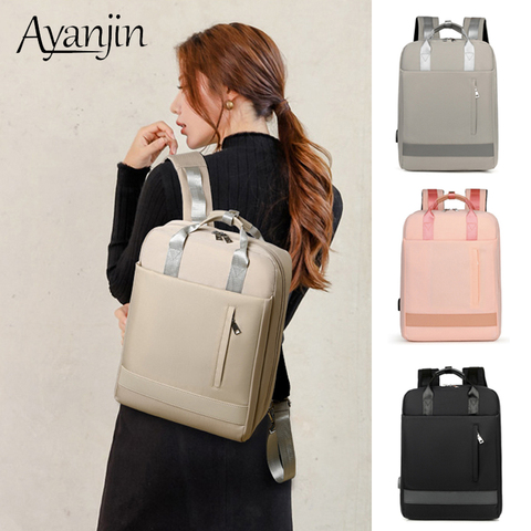 Mochila con carga USB para mujer, bolsa impermeable para portátil Macbook Air 13, 15,6, 15, 14 Pro, 13,3 pulgadas, para Xiaomi, Samsung y HP ► Foto 1/6