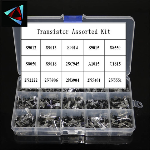 Kit de caja surtido de transistores a-92, 300 uds, 15 valores x 20 uds, 2N2222 2N3904 2N3906 C945 S8050 S8550 S9014 S9013 9018 ► Foto 1/1