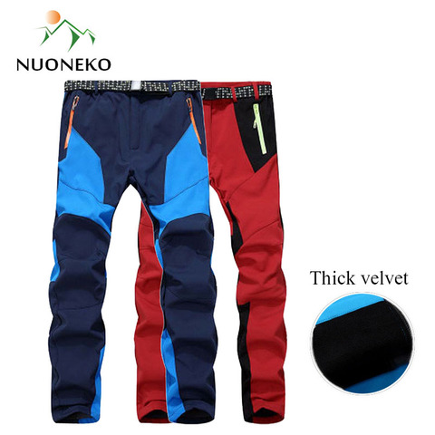 NUONEKO-pantalones de senderismo impermeables para Hombre y mujer, ropa deportiva de lana de concha blanda, para esquiar y hacer senderismo al aire libre, PM29 ► Foto 1/6