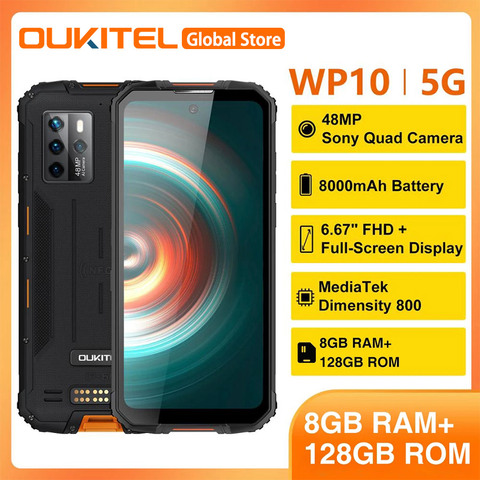 OUKITEL-teléfono inteligente WP10, pantalla FHD de 6,67 pulgadas, Android 10,0, Helio P35, ocho núcleos, 8000mAh, cámara cuádruple de 48MP, 8GB, 128GB, IP68 ► Foto 1/6