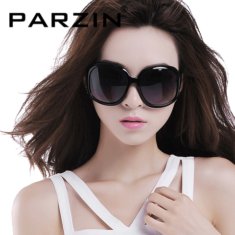 PARZIN moda negro de talla grande 2022 gafas de sol mujer diseñador de marca elegante con marco grande gafas de mujer UV400 polarizadas con funda ► Foto 1/6