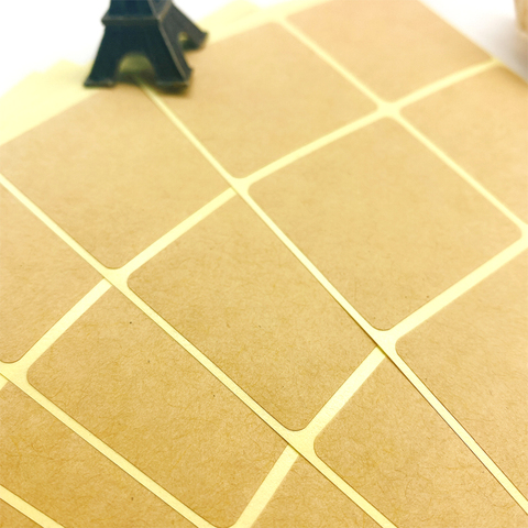 100 unids/lote nuevo diseño cuadrado Kraft en blanco de etiqueta para productos hechos a mano DIY billete de regalo auto-adhesivo Etiqueta de Embalaje ► Foto 1/6