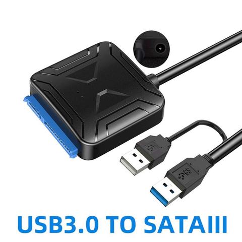 Adaptador de disco duro USB 3,0 a Sata 3,5 2,5, para Cable de disco duro HDD SSD de 2,5 pulgadas y 3,5 pulgadas con adaptador de corriente de 12V, 2A, CA/CC ► Foto 1/6