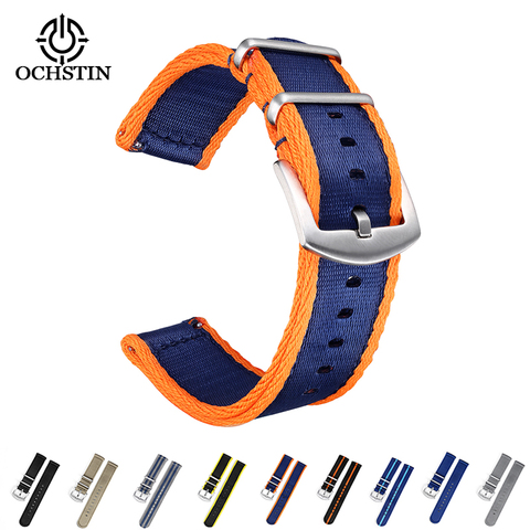 OCHSTIN-Correa de nailon para reloj, 22MM, 20MM, acero inoxidable, resistente al agua, transpirable, Multicolor, nailon trenzado ► Foto 1/6