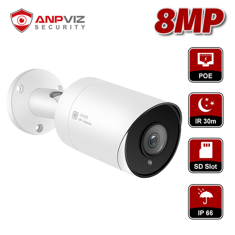 Anpviz-cámara POE de seguridad al aire libre, 4K, 8MP, H.265, red CCTV de seguridad Bullet, gran angular, 2,8mm, 30M, distancia IR ONVIF ► Foto 1/5