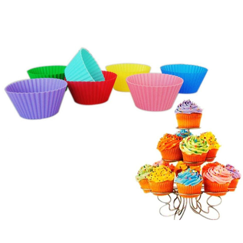 1pc moldes pastel silicona para hornear molde 7CM en forma redonda Muffin tazas de Cupcake de repostería para hornear cocina decoración herramientas de cocina ► Foto 1/6