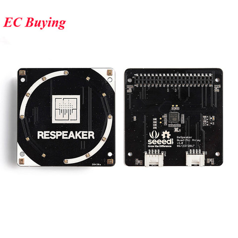 ReSpeaker-Conjunto de 4 micrófonos para Raspberry Pi 4B/3B + 4, placa de desarrollo de expansión de reconocimiento de voz IA, Raspberry Pi4 ► Foto 1/5