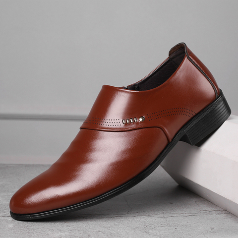 2022 nuevos zapatos oxfords para hombres de negocios set de pies negro marrón hombre Oficina boda zapatos de cuero con punta para hombres ► Foto 1/6