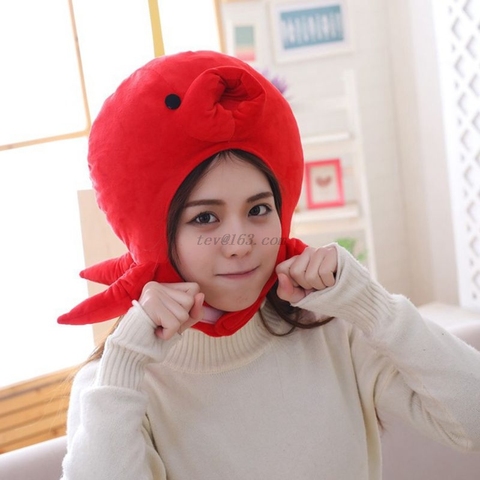 Sombrero creativo de pulpo con forma de Animal de mar, gorro de juguete de peluche suave para niños y adultos, accesorios para disfraz para foto ► Foto 1/6