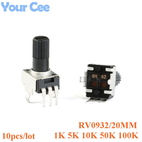 Eje Vertical Rv09 de 20mm, 1k, 5k, 10k, 50k, 100k, 0932, resistencia ajustable, potenciómetro de sellado de 3 pines, 102, 502, 103, 503, 104, 10 Uds. ► Foto 1/6