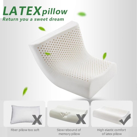 Almohada ortopédica de látex Natural de Tailandia, para cuello cojín de masaje, Cervical, con protección para columna vertebral grande ► Foto 1/6