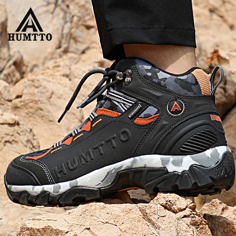 Hutto-Botas de senderismo impermeables para hombre y mujer, botines de cuero genuino para Trekking, botas de nieve, botas de montaña al aire libre ► Foto 1/6