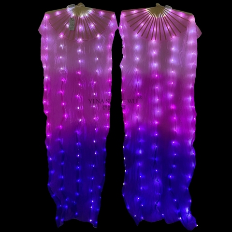 100% de seda para mujer, accesorio largo para baile del vientre, color rosa, rosa y morado, LED, étnico chino, para adultos, YI NA SHENG WU ► Foto 1/2