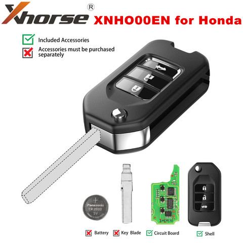 XHORSE XNHO00EN llave remota Universal para llave remota inalámbrica tipo Honda XN004 3 botones con Chip NXP para herramienta VVDI2/llave VVDI ► Foto 1/6