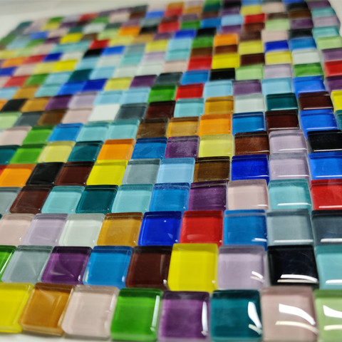 300g (aproximadamente) Mosaico de vidrio cuadrado de 1cm para niños, materiales de mosaico DIY para manualidades, piedras de vidrio hechas a mano, 300 Uds. ► Foto 1/6