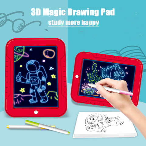 Panel de dibujo mágico 3D para niños, tablero luminoso de luz LED, juguete de desarrollo intelectual, herramienta de aprendizaje de pintura, juguete para regalo ► Foto 1/6
