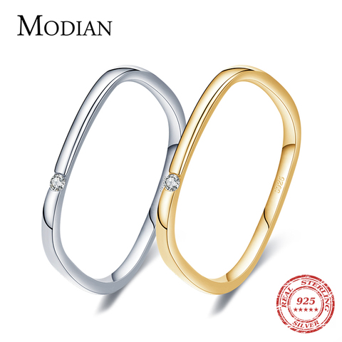 Modian-anillo cuadrado con diseño único para mujer, joyería llamativa de boda, Color dorado, 100% Plata de Ley 925 auténtica ► Foto 1/6