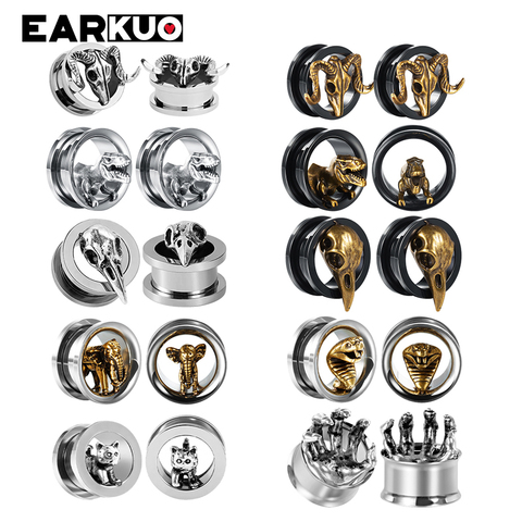 EARKUO-dilatadores de oreja de acero inoxidable, joyería, Piercing para el cuerpo, expansores de oreja, 2 uds. ► Foto 1/6