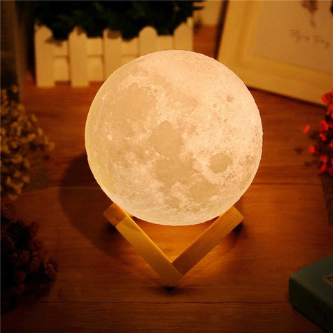 Luz LED de noche recargable, lámpara de Luna 3D táctil, 2 colores, 3D, para dormitorio, decoración, regalo de cumpleaños ► Foto 1/6