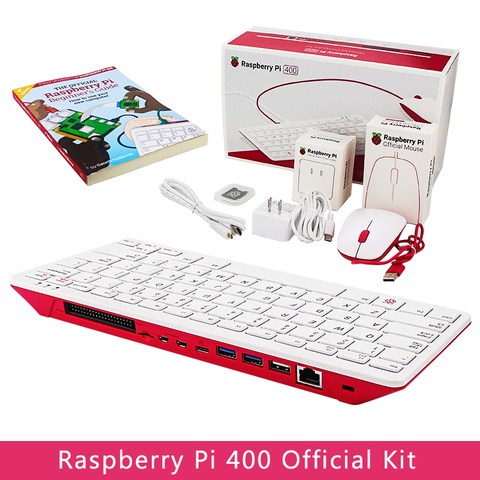Raspberry Pi 400-adaptador de corriente para tarjeta SD, 4GB de RAM, 1,8G, CPU de Cortex-A72, WiFi integrado, Bluetooth, Cable de vídeo, Guía para principiantes ► Foto 1/6