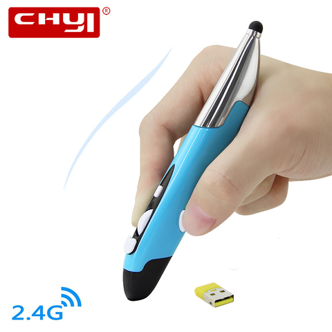 Forma de pluma CHYI ratón de ordenador ergonómico inalámbrico 4 teclas Usb óptico PC Mause 3d Mini portátil de mano para proyección PPT ordenador portátil ► Foto 1/6