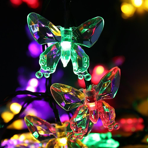 Lámpara Solar LED en forma de mariposa para exteriores, guirnalda de luces de hadas a prueba de agua, cadena de decoración de Navidad, boda y jardín ► Foto 1/6
