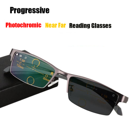 Gafas de lectura fotocromáticas para hombre, lentes de camaleón multifocales y graduales, con bloqueo de luz azul, para ordenador, 1,5 ► Foto 1/6