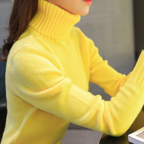 Jerseys de punto de cuello alto para mujer, suéter corto elástico ajustado de Color sólido de manga larga para Otoño e Invierno 2022 ► Foto 1/6