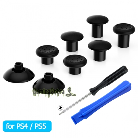 Thumbstick negro intercambiable para PS4 Slim Pro PS5, mando con 3 empuñaduras cóncavas y ajustables ► Foto 1/5