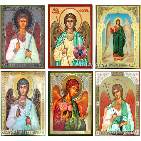 Kits de pintura de diamantes redondos 5d, Ángel de la guarda completo, icono de mosaico bordado religioso, decoraciones de retrato para el hogar, arte de diamantes ► Foto 1/6