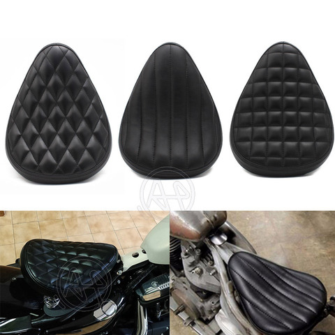 Asiento individual de cuero negro Retro para motocicleta, asiento individual de cuero para motocicleta Harley Custom Chopper Bobber, 1 Uds. ► Foto 1/6