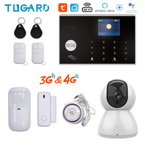 Tuya 433MHz Wifi 3G 4G sistema de alarma de seguridad antirrobo para el hogar, aplicaciones Control Kit de Host de alarma inalámbrica con cámara IP Ptz Baby Monitor ► Foto 1/6