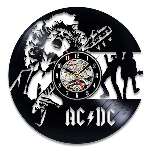 Reloj de pared de grabación de vinilo AC DC, diseño moderno, banda de música Rock, reloj de pared Vintage de vinilo con CD, decoración del hogar, regalos para seguidores ► Foto 1/6