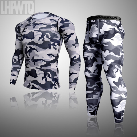 Ropa interior térmica de camuflaje para hombre, conjunto de Calzoncillos largos, medias de compresión de invierno, secado rápido ► Foto 1/6