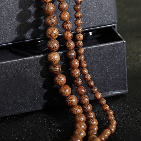 Cuentas de madera para fabricación de joyas, accesorios étnicos de 6MM, 8MM y 10MM para pulsera, meditación, Mala, oración, espaciador budista tibetano ► Foto 1/6