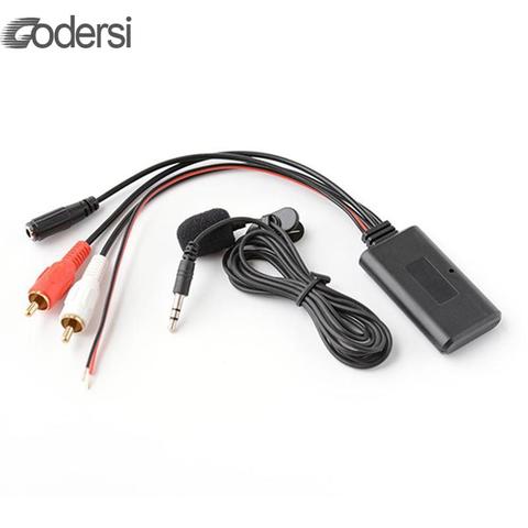 Adaptador de Audio inalámbrico con Bluetooth para coche, micrófono manos libres con 2rca, entrada de Audio auxiliar ► Foto 1/6