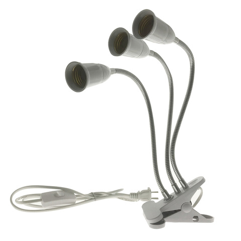 Clip de luz Flexible de cabeza E27 con soporte de lámpara con interruptor para luz de escritorio, bombillas LED para cultivo de plantas, Base de enchufe europeo, 1/2/3/5 ► Foto 1/6