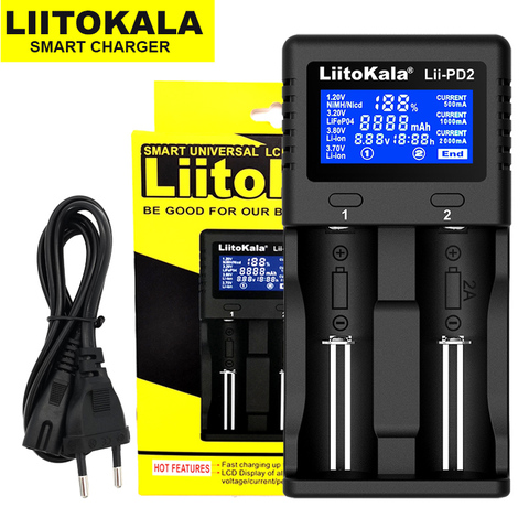 LiitoKala-cargador de batería Lii-PD2 Lii-PD4 Lii500 para 18650, 26650, 21700, 18350, AA, AAA, 3,7 V/3,2 V/1,2 V, baterías de litio NiMH ► Foto 1/6