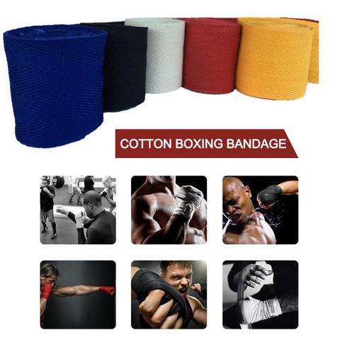 Vendas De Boxeo Kick De algodón para hombre, 1 Uds., Sanda, Taekwondo, Muay, Guantes De Thai De Boxeo, MMA, muñequeras, equipo De 2,5 m 7 ► Foto 1/6