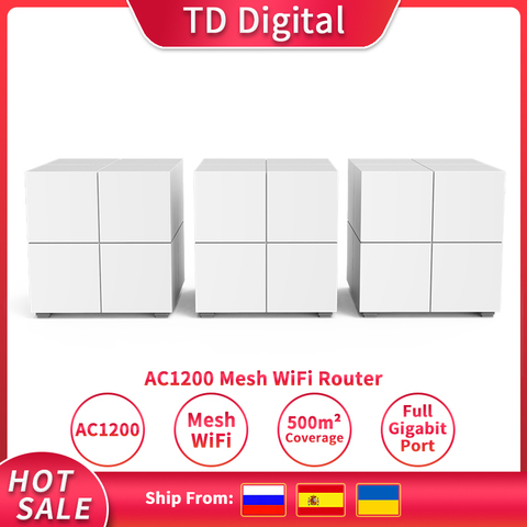 Sistema de red WiFi Gigabit FSD Nova GW6 con AC1200 2,4G/5,0 GHz WiFi Router y repetidor inalámbrico, aplicación remota administrar ► Foto 1/6