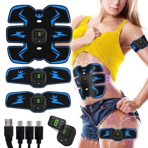 Estimulador muscular Abdominal EMS inalámbrico Abs, simuladores eléctricos para ejercicio de piernas, brazos y vientre, masaje de presión, entrenamiento, gimnasio en casa ► Foto 1/6