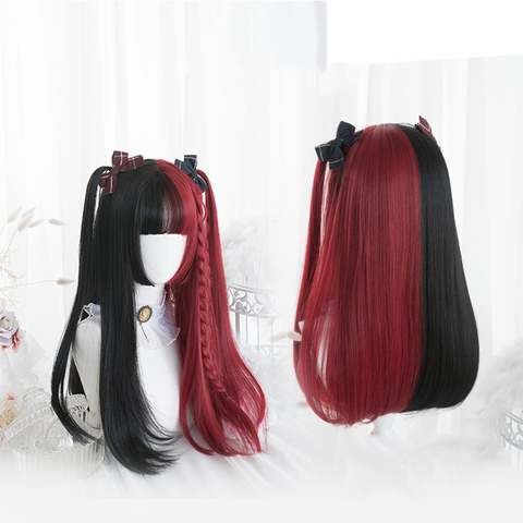 SHANGKE-Peluca de cabello sintético para mujer, pelo largo recto con flequillo, color rojo, negro, Rubio y blanco, para Cosplay Genshin Impact ► Foto 1/6