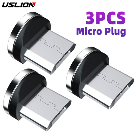 USLION-Adaptador de puntas de Cable de carga magnético, conector magnético Micro tipo C de 8 pines para iphone, Xiaomi y Huawei, 3 uds. ► Foto 1/4