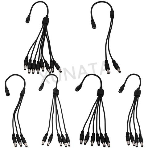 Conector de CC de 1 hembra a 2, 3, 4, 5, 6, 8, macho, adaptador divisor, Cable de enchufe para tira de luces LED de cámara CCTV, 2,1x5,5mm ► Foto 1/6