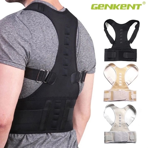 Corrector de postura magnético ajustable, corsé de tirantes para espalda correa de espalda, soporte Lumbar, Corrector recto para hombres y mujeres, S-XXL ► Foto 1/6