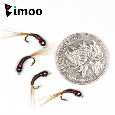 Bimoo 4 Uds #14 cuenta de tungsteno cabeza Pavo Real pluma plantilla Ninfa volar ► Foto 1/3