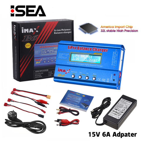 HTRC iMAX B6 80W cargador de batería Lipo NiMh Li-Ion Ni-Cd Digital RC IMAX B6 Lipro Balance cargador Discharger + 15V 6A adaptador ► Foto 1/6