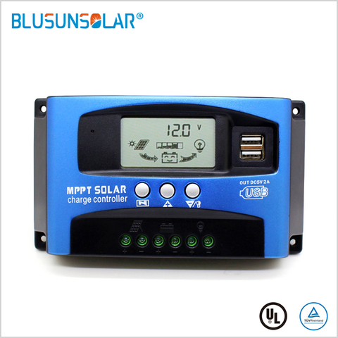 MPPT controlador de carga Solar USB Dual LCD Auto cargador de celdas solares MPPT regulador 60A 30A 40A 50A 100A 12V 12 V/24 V Auto adaptarse ► Foto 1/6